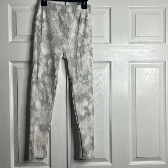Zara High Waisted White Gray Leggings Stretch M - Picture 1 of 6